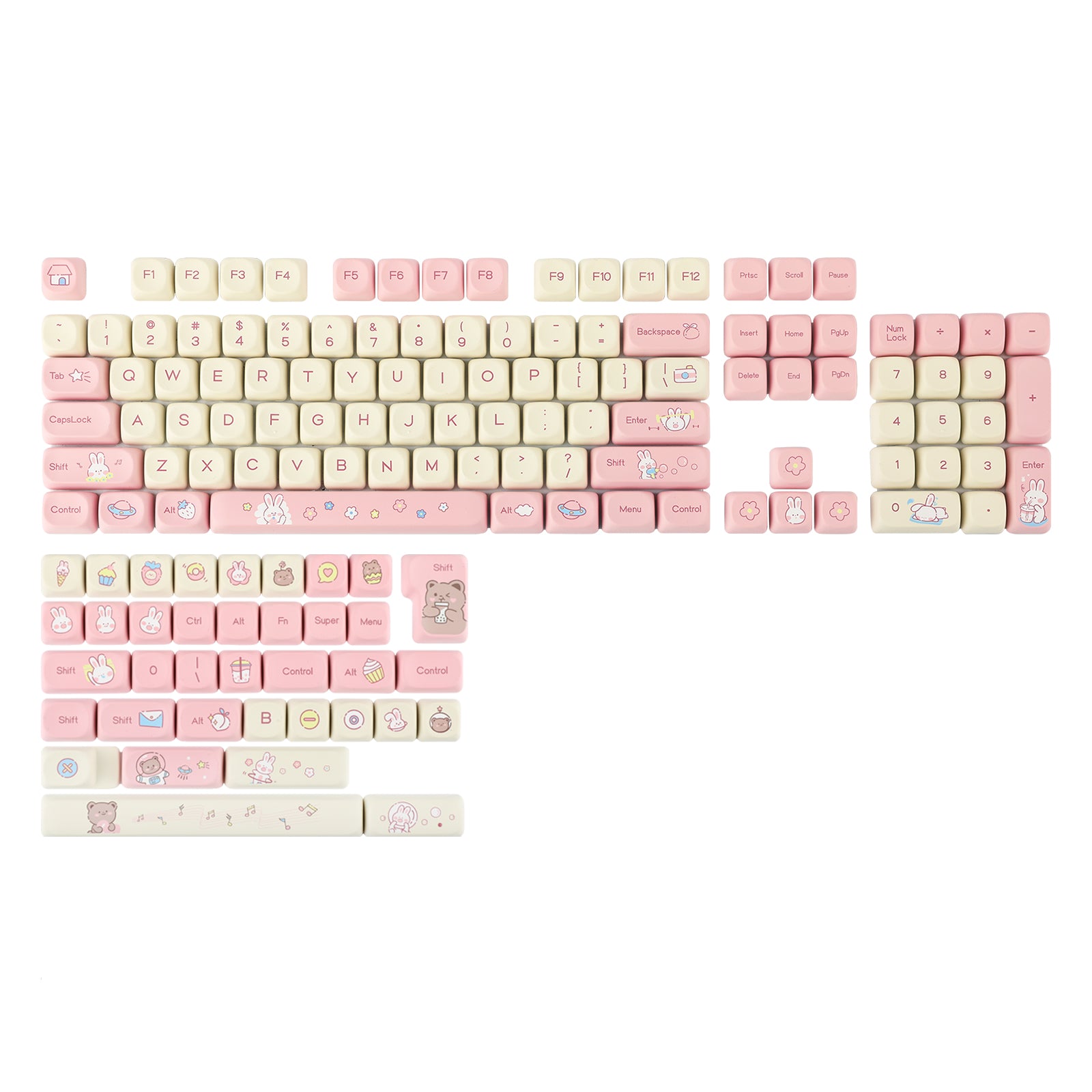 Cream Bunny Keycaps for Mechanical Keyboards
