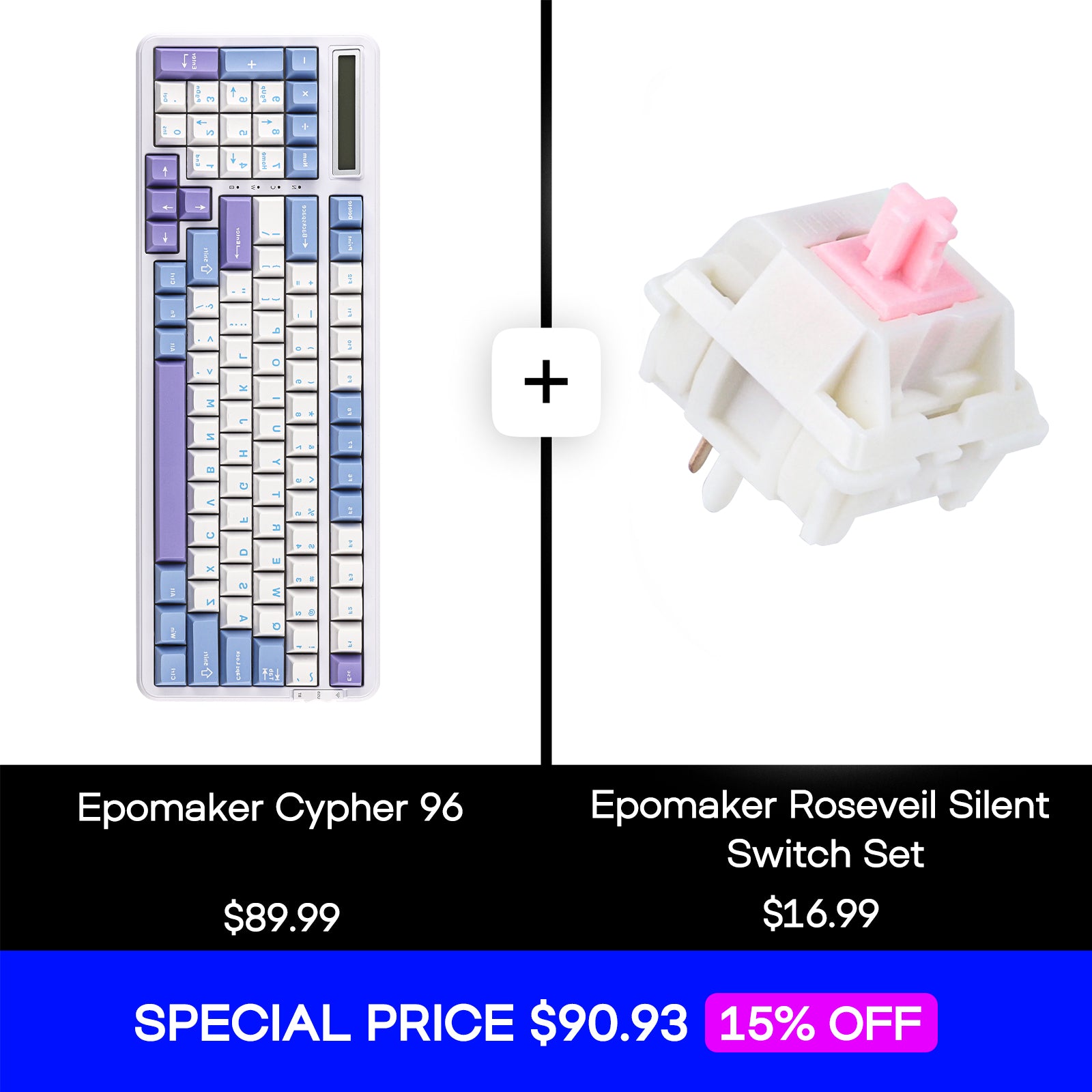 Epomaker Cypher 96 Keyboard with Silent Roseveil Switches
