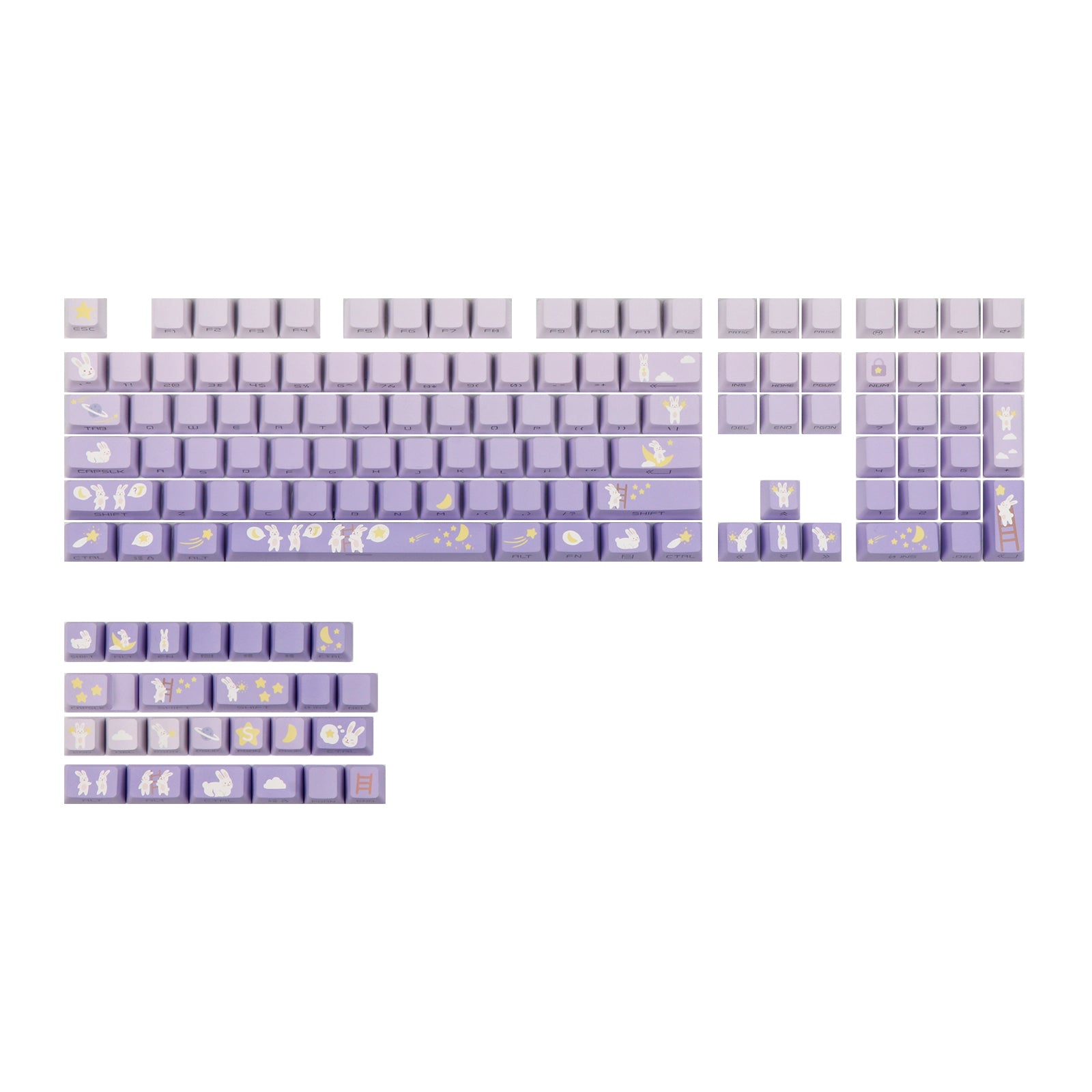 Moonlit Bunny Keycaps for Mechanical Keyboards