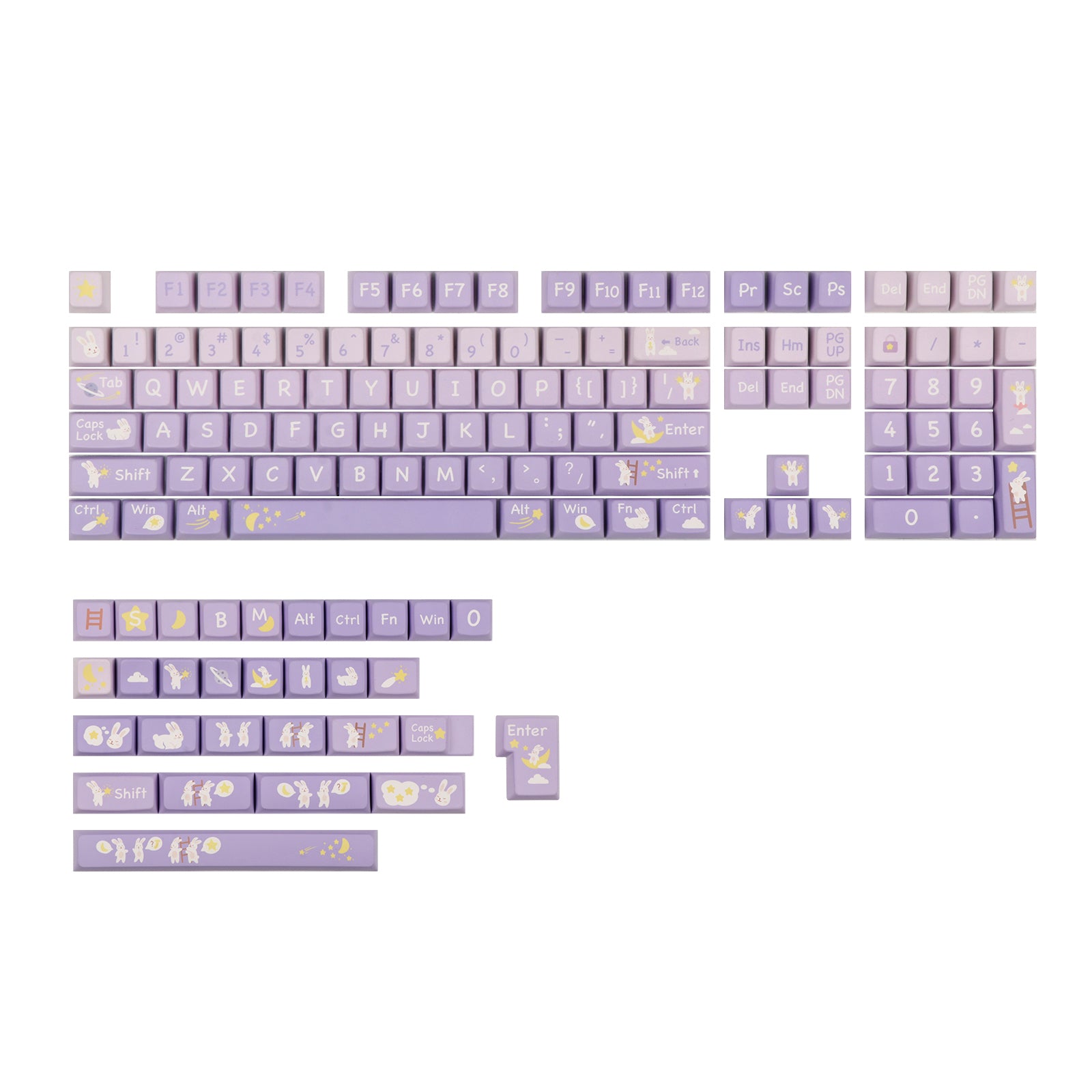 Moonlit Bunny Keycaps for Mechanical Keyboards